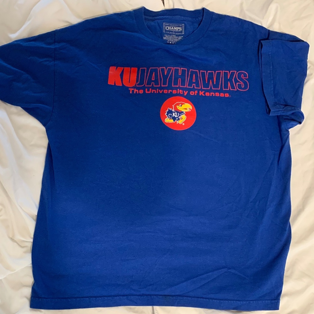The University of Kansas tshirt mens large blue